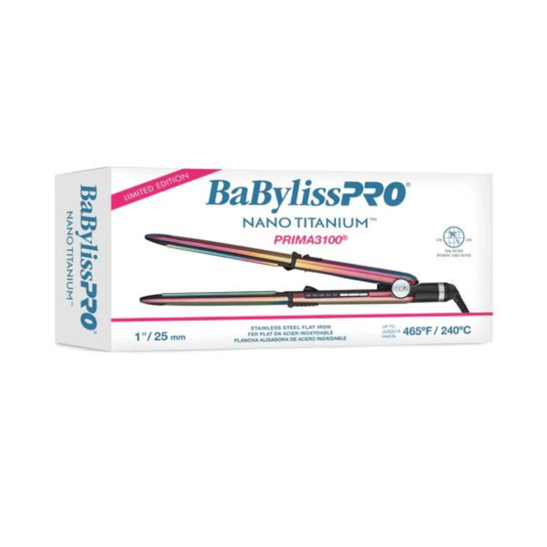 BaByliss PRO Limited Edition Iridescent Nano Titanium Prima 3000 Stainless Steel Flat Iron Multicolor