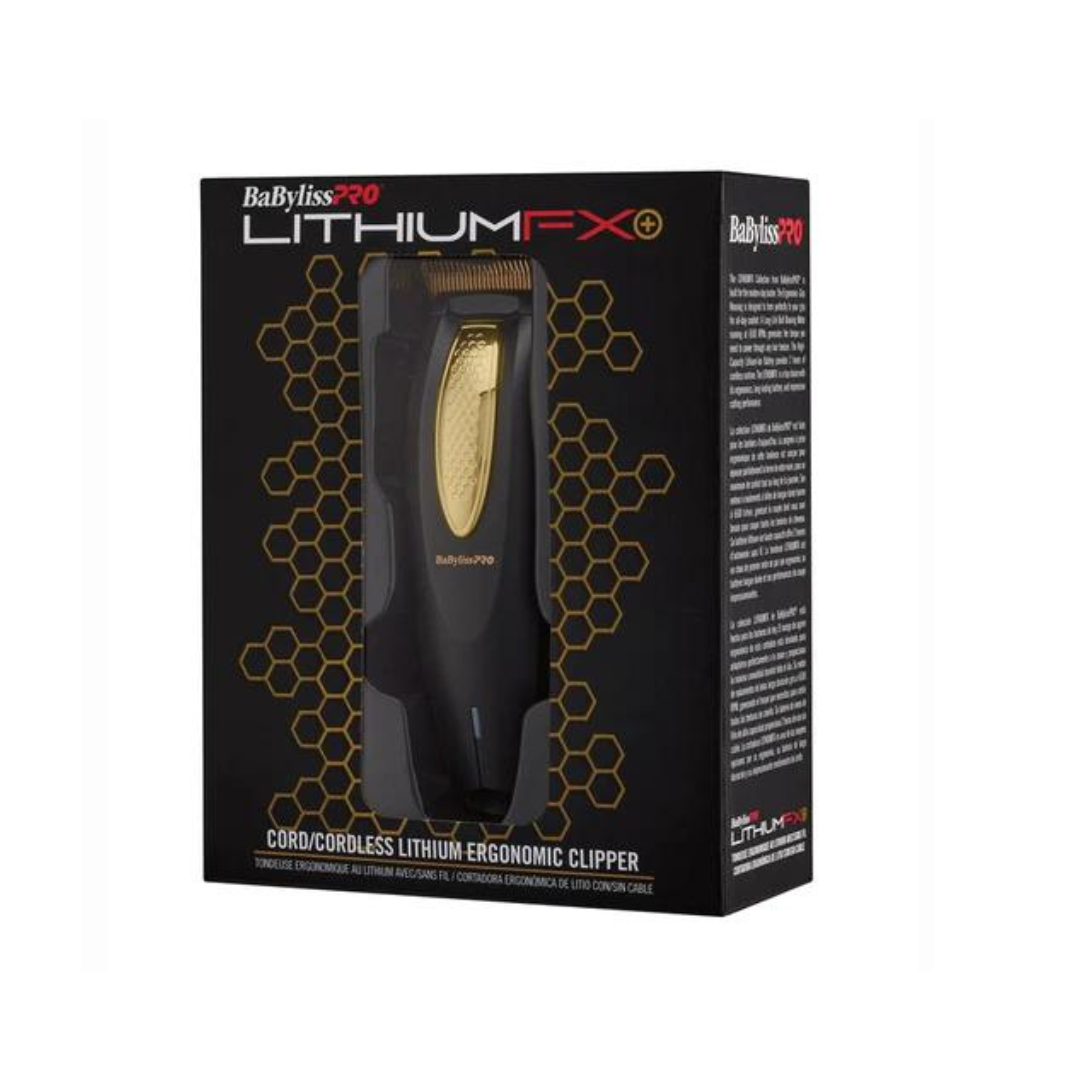 BaByliss PRO -Lithium FX+ Cord-Cordless- Ergonomic -Clipper - Black - Gold-box