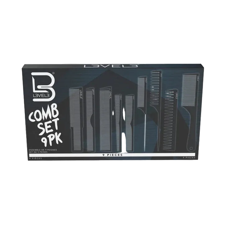 Box of 9-piece comb set with &