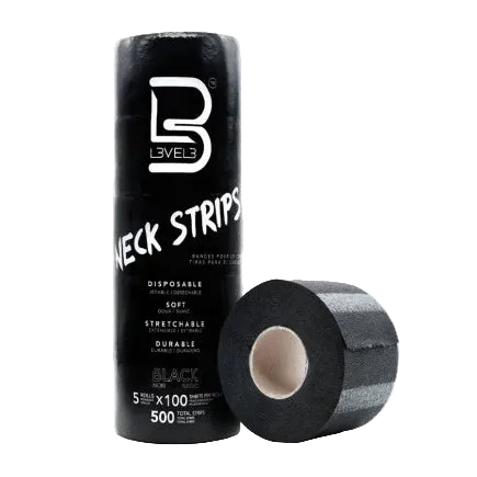 Black neck strip roll with packaging