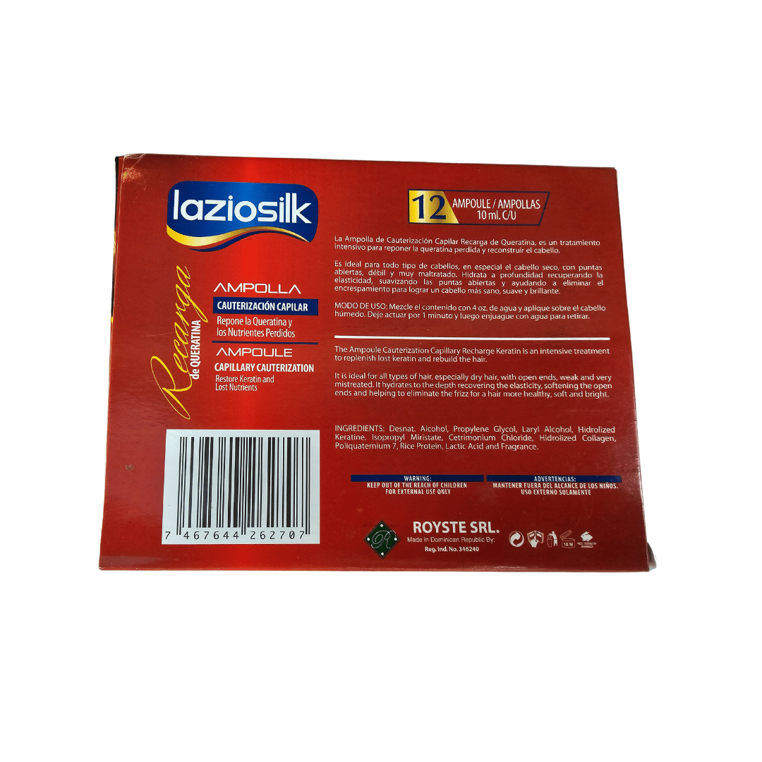 Laziosilk Keratin Recharge Hair Cauterization Hair Ampoule 12pcs/box