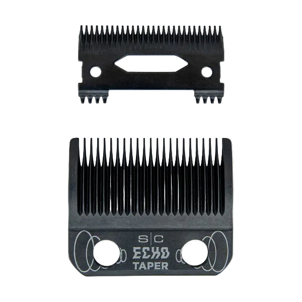 Two black hair clipper comb attachments