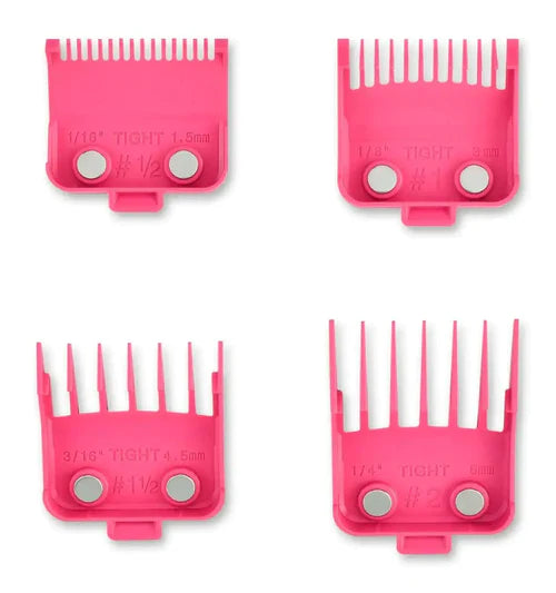 StyleCraft TIGHT GUARDS Set of 4 Double Magnetic Clipper Blade Attachments - Pink (4 Pack)