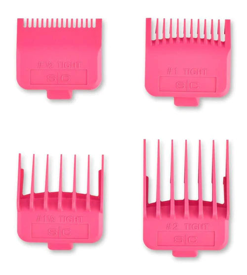 StyleCraft TIGHT GUARDS Set of 4 Double Magnetic Clipper Blade Attachments - Pink (4 Pack)