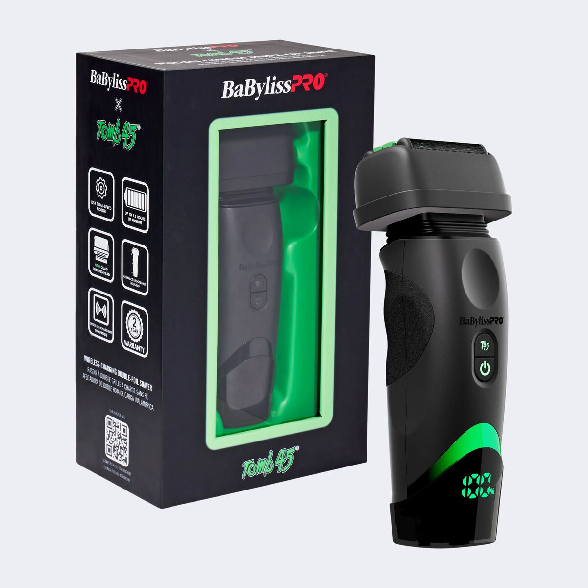 BaBylissPRO x Tomb45 Wireless Charging Double Foil Shaver FXT45FS product features, image 2