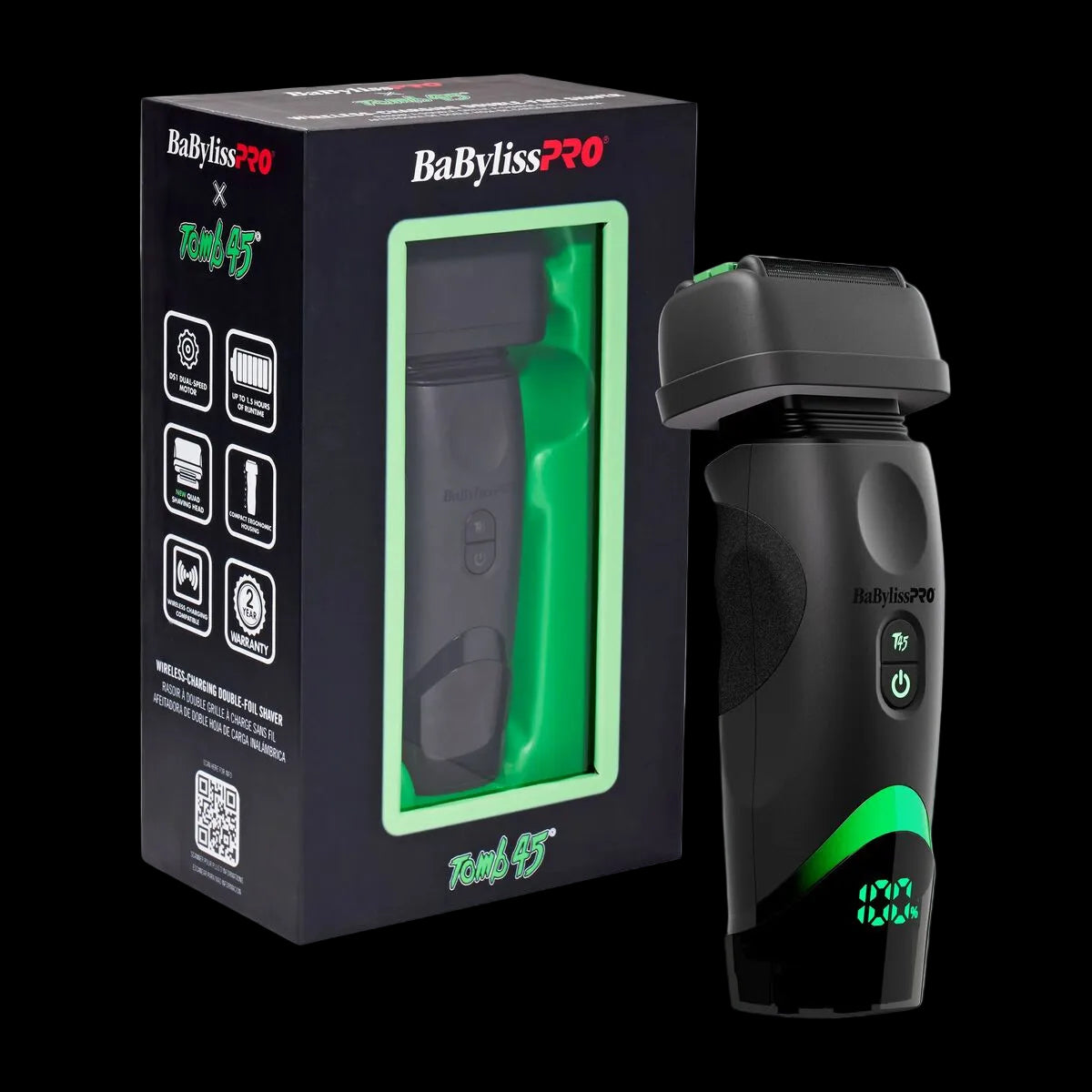 BaBylissPRO x Tomb45 Wireless Charging Double Foil Shaver FXT45FS product features, image 2