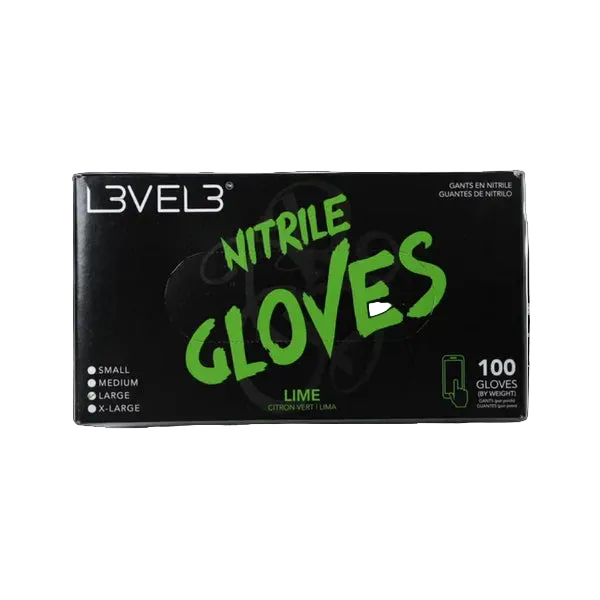 Box of Level 3 Nitrile Gloves with green text