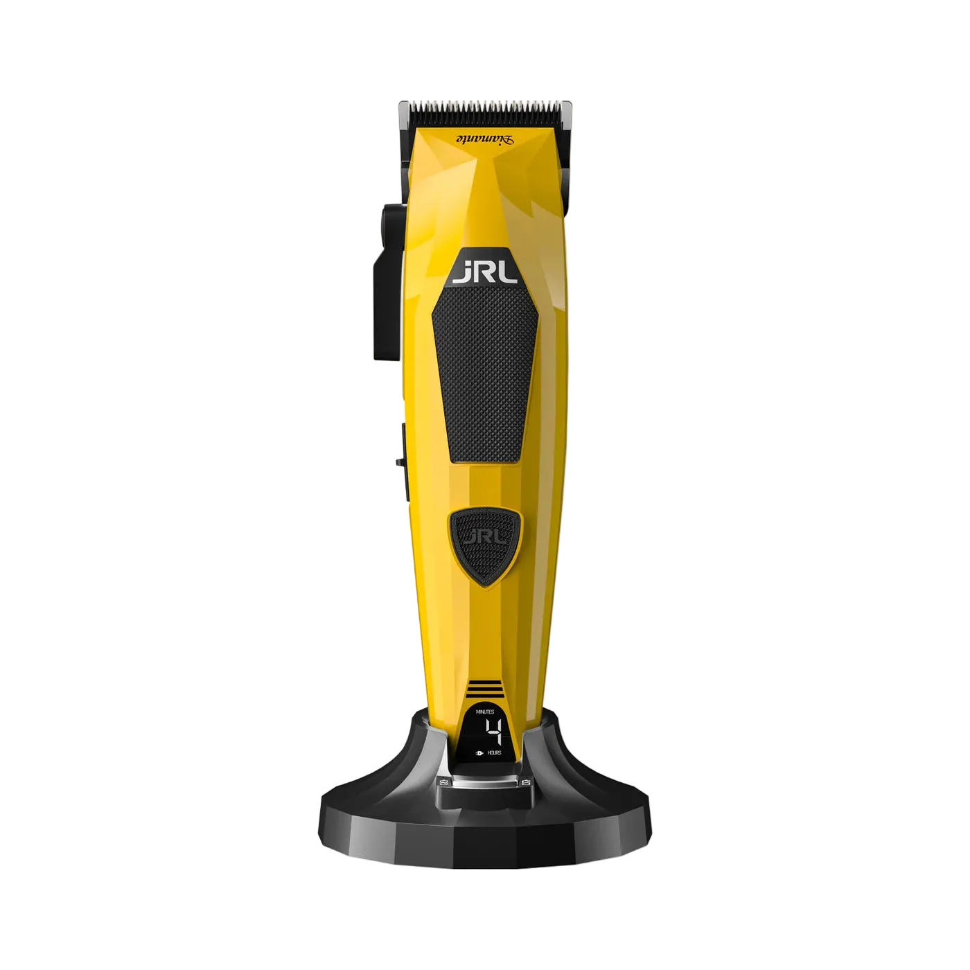 Yellow and black hair clipper with &