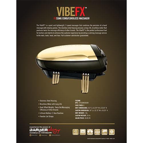 BaBylissPRO VibeFX Cord/Cordless Massager Gold Model FXSSM1