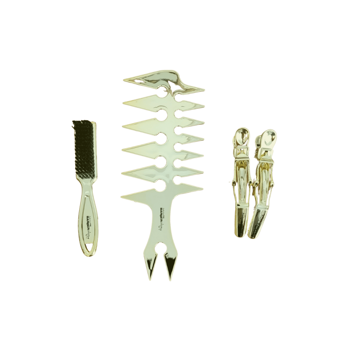 BabylissPRO-GOLD-Styling-Barber-Combo-FadeBrush-Comb-and-Hair-clip_-4-Set