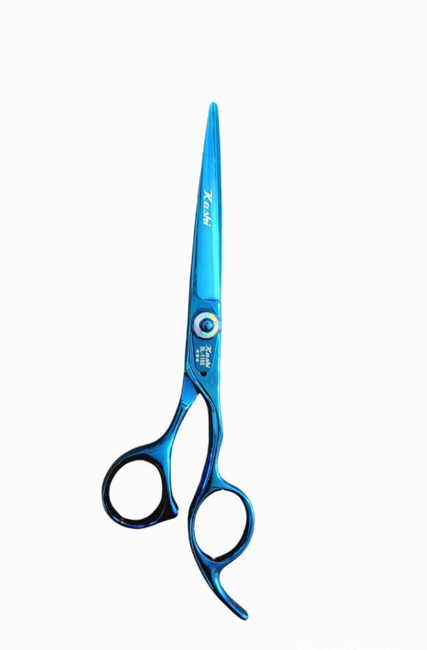 Kashi BL-1165 Professional Hair Cutting Shears Japanese Steel, 6.5 inch Blue Color
