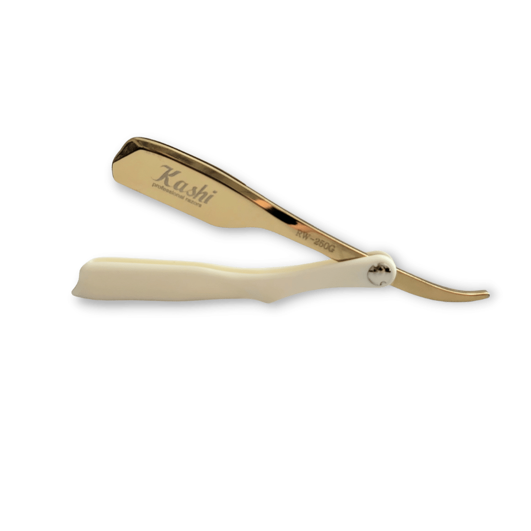 Kashi RW-250G Professional Straight Razor for Barber Gold and White color