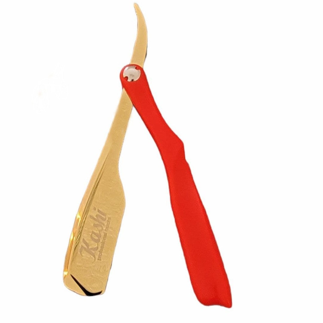 Kashi RR-250G Professional Straight Razor for Barber Red and Gold color