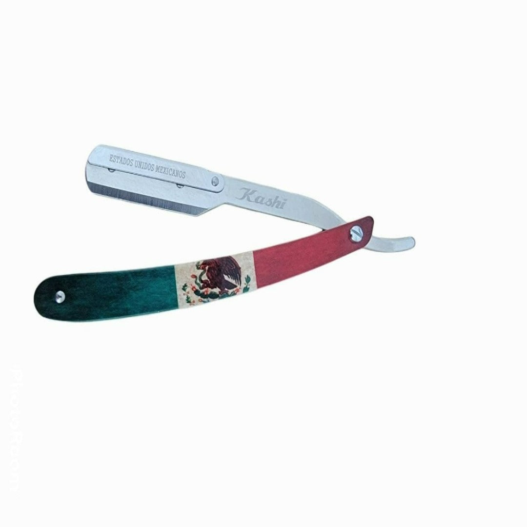 Kashi R-118MX Professional Straight Razors Blade Mexican Flag Design