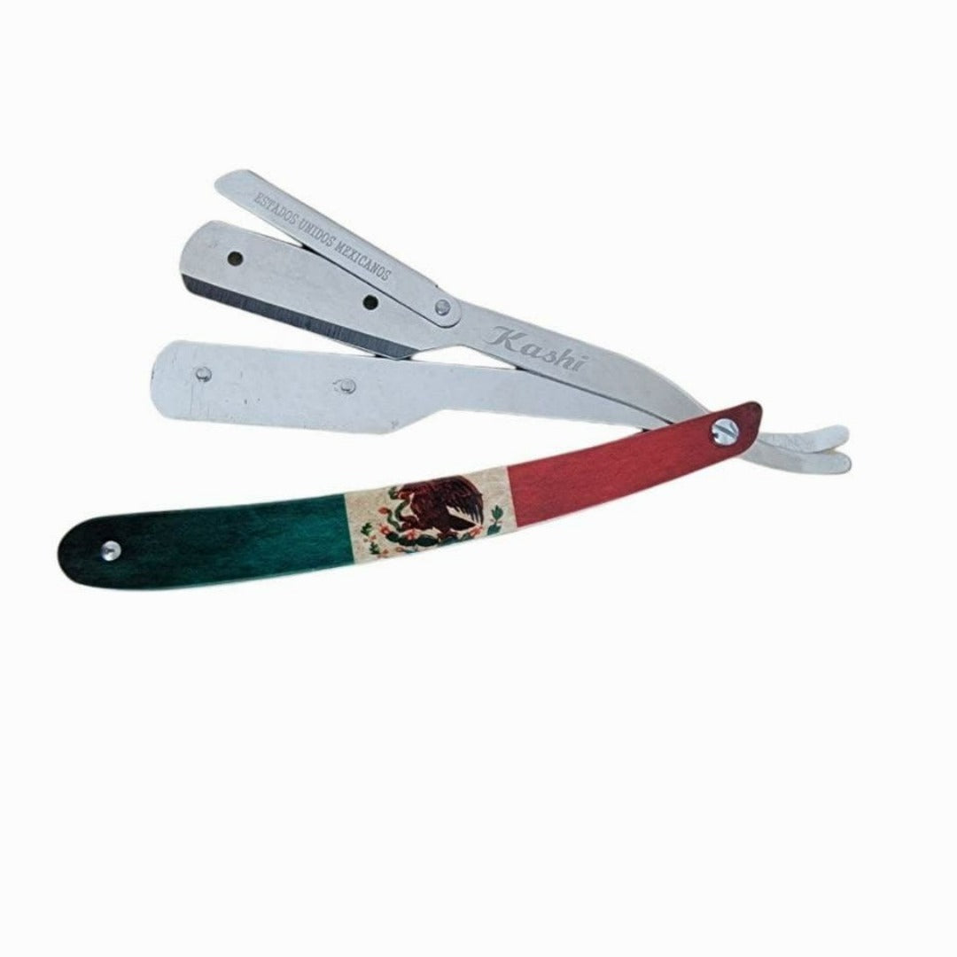 Kashi R-118MX Professional Straight Razors Blade Mexican Flag Design