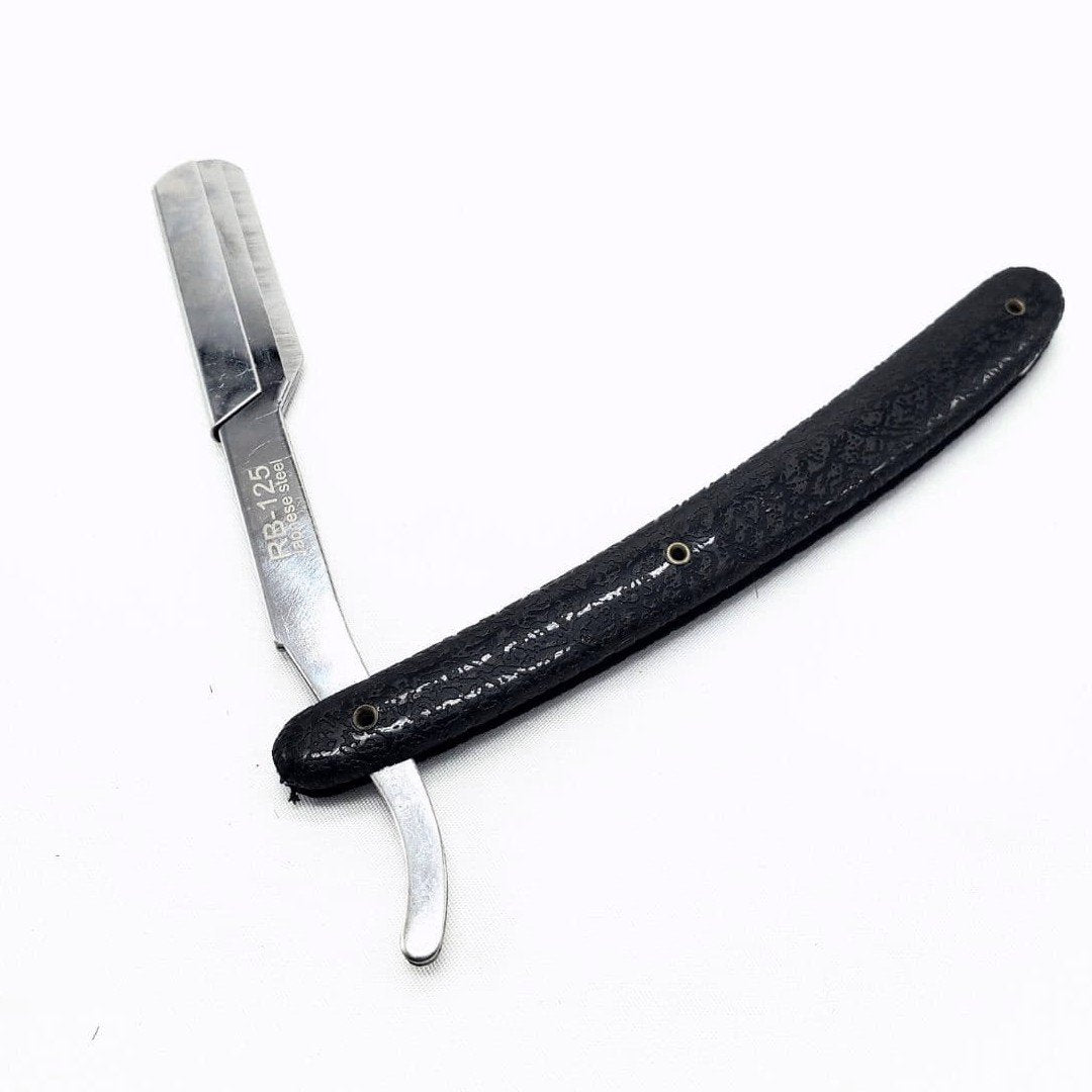 Kashi RB-125 Barber Straight Edge Shaving Razor black and Silver Color