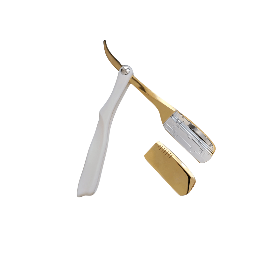 Kashi RW-250G Professional Straight Razor for Barber Gold and White color-sistem