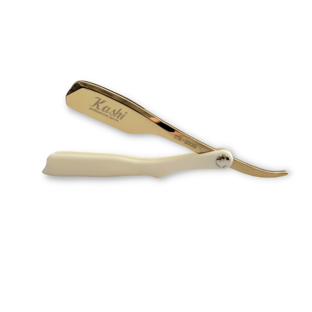 Kashi RW-250G Professional Straight Razor for Barber Gold and White color
