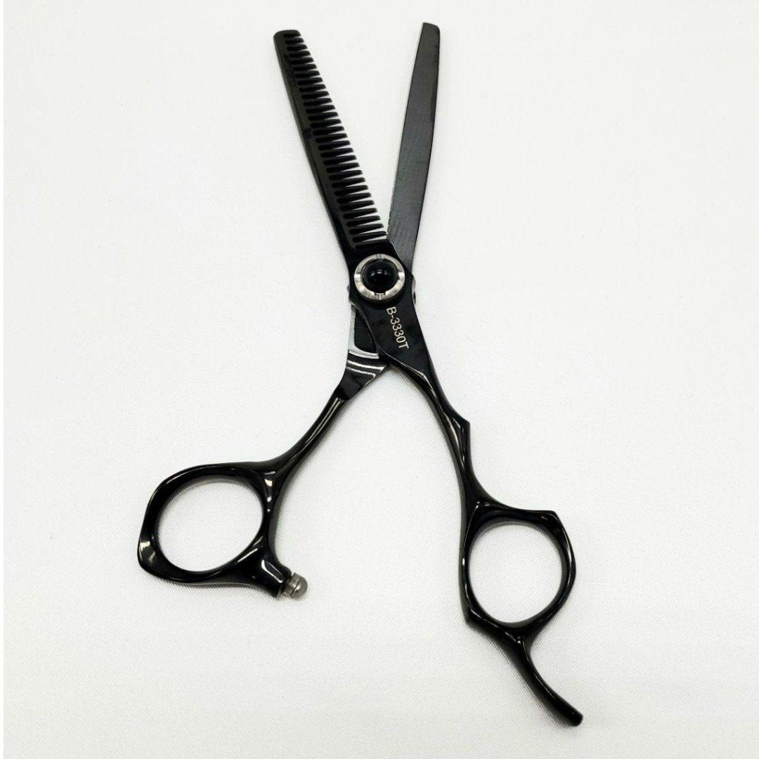 Kashi Professional Shears, Thinning Shears 6" 30 teeth, Japanese Stainless Steel, Black Color