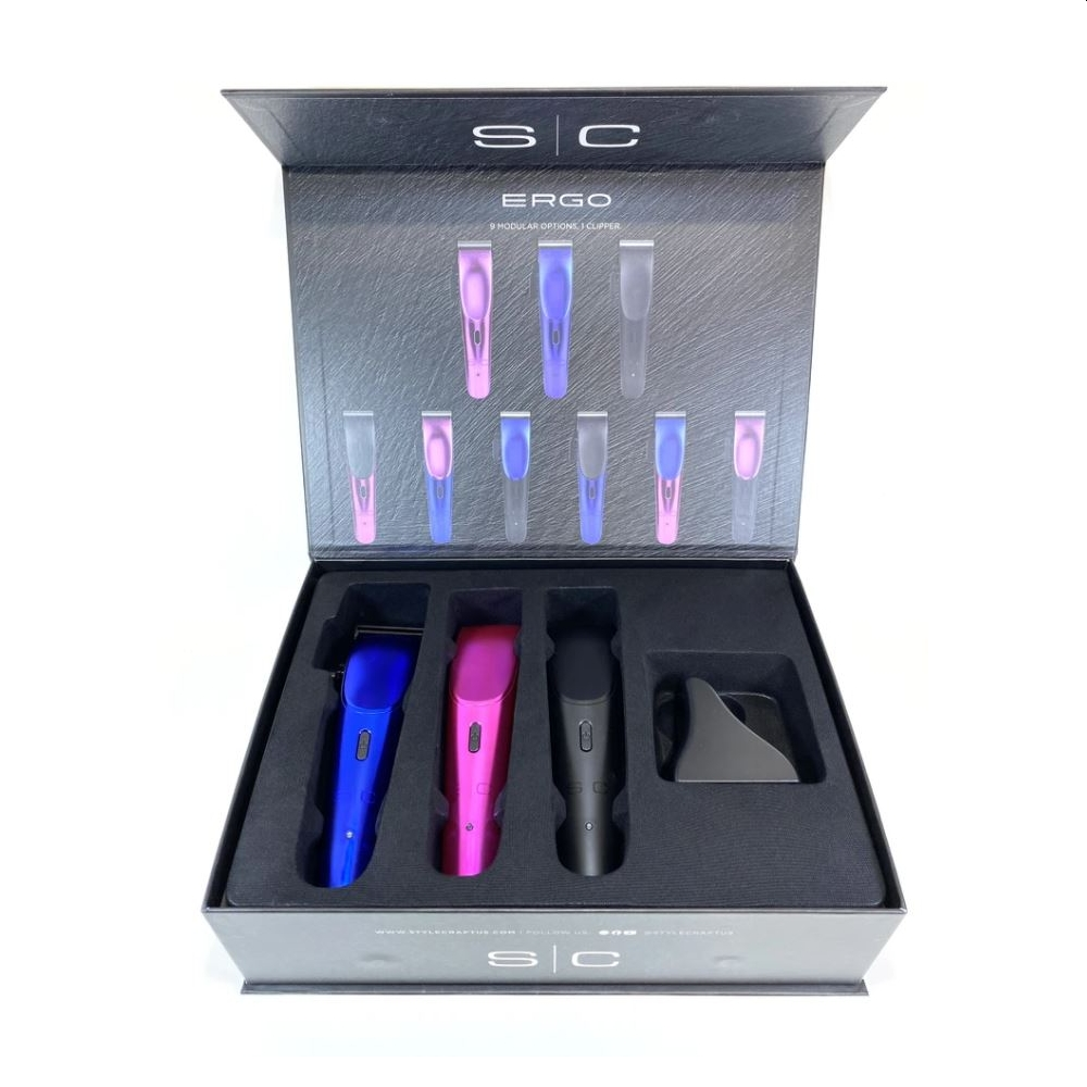 StyleCraft Ergo Magnetic Clipper Black-Blue-Fuchsia cordless