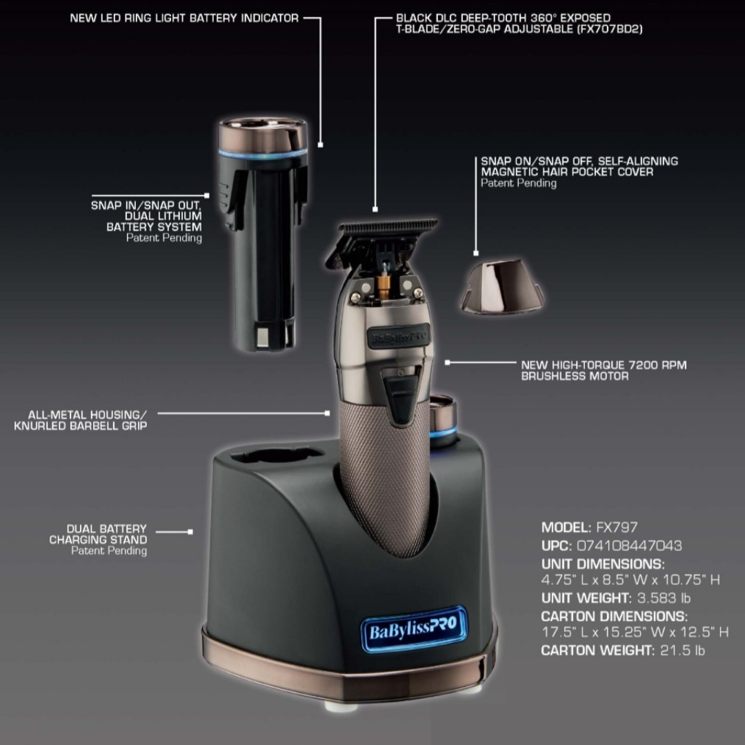 Babyliss Pro Snap FX Trimmer Dual Battery Model FX797-system