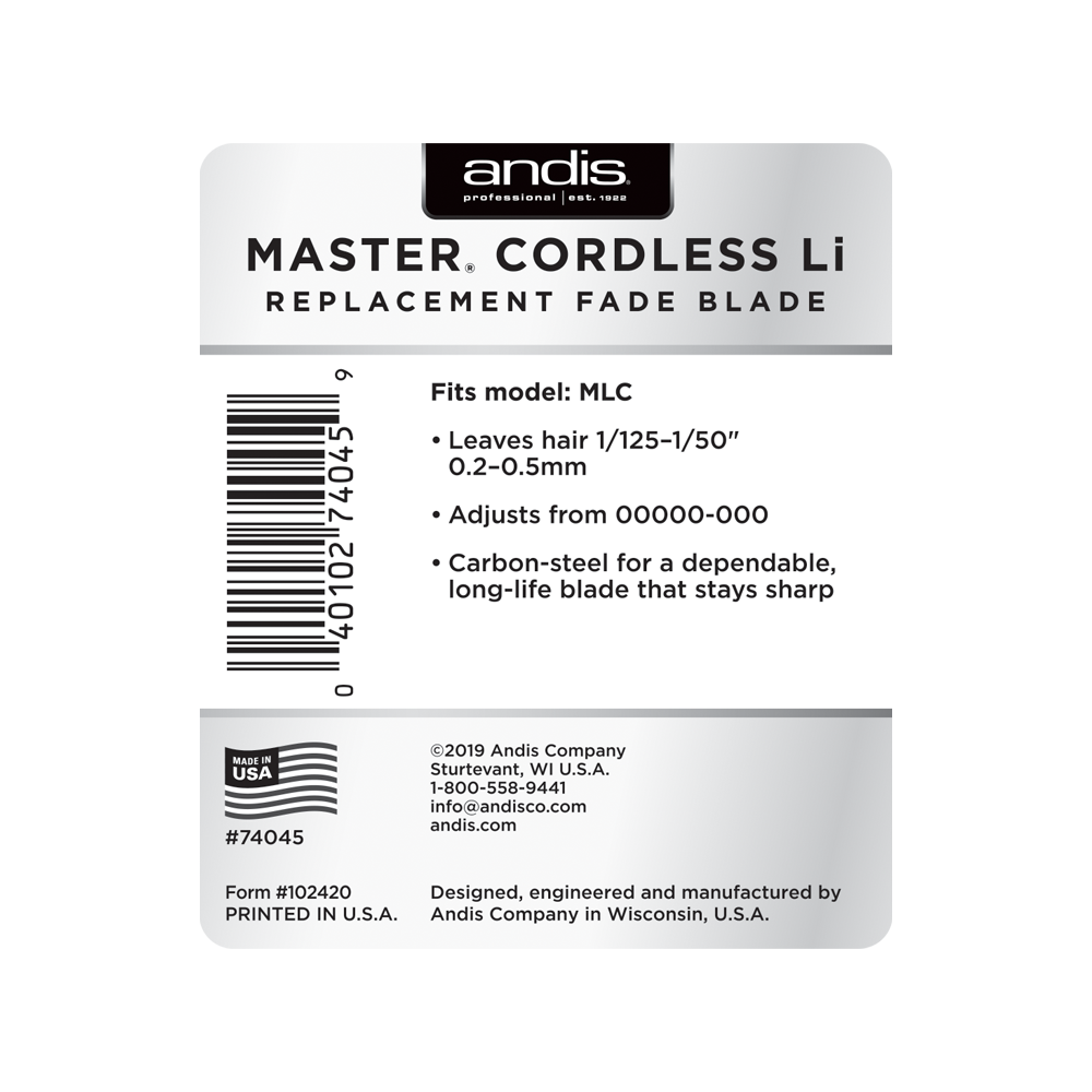 Andis Master Cordless Li Carbon-Steel Replacement Fade Blade