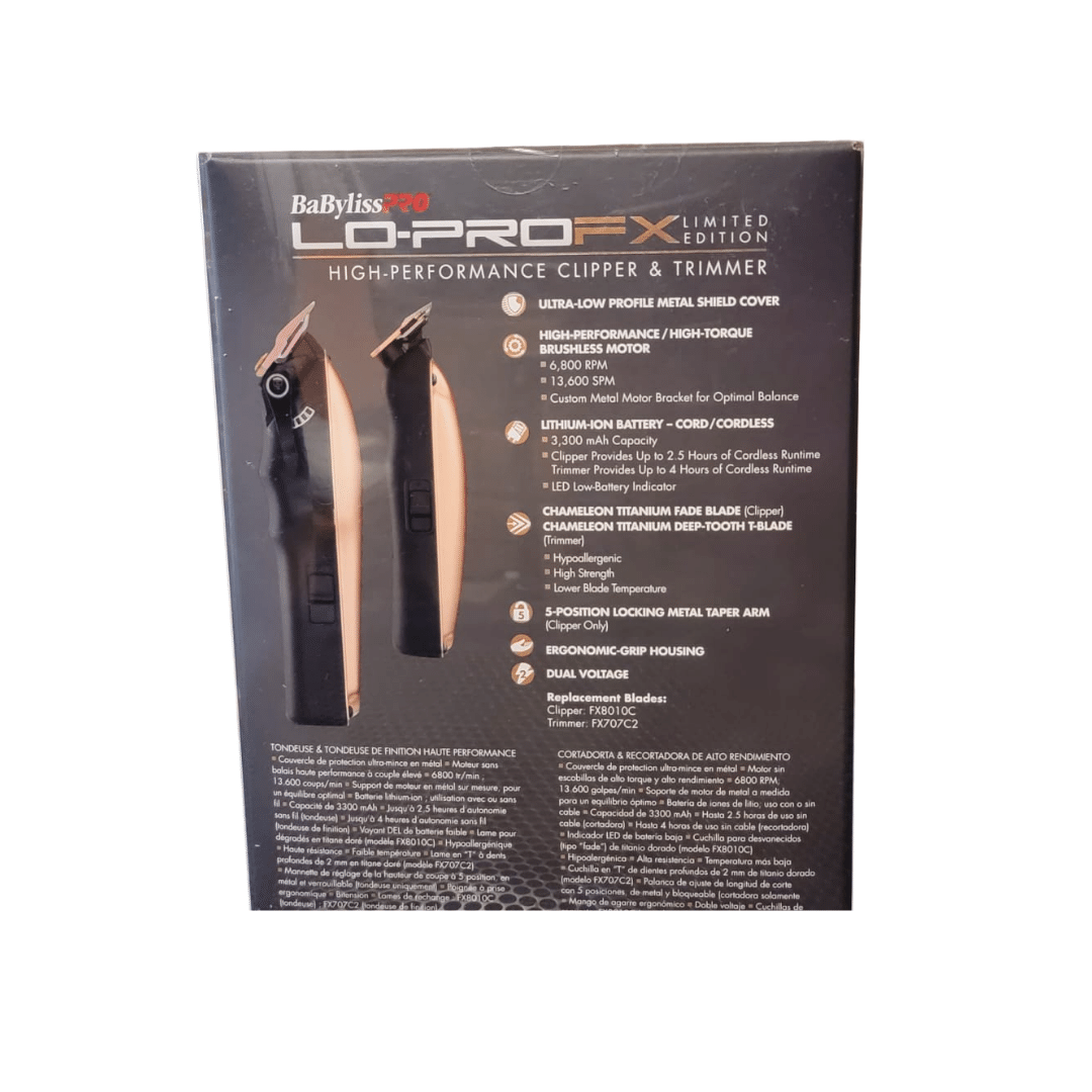BaByliss PRO Lo-ProFX Limited Edition High Performance Clipper & Trimmer Collection Set - Rose Gold