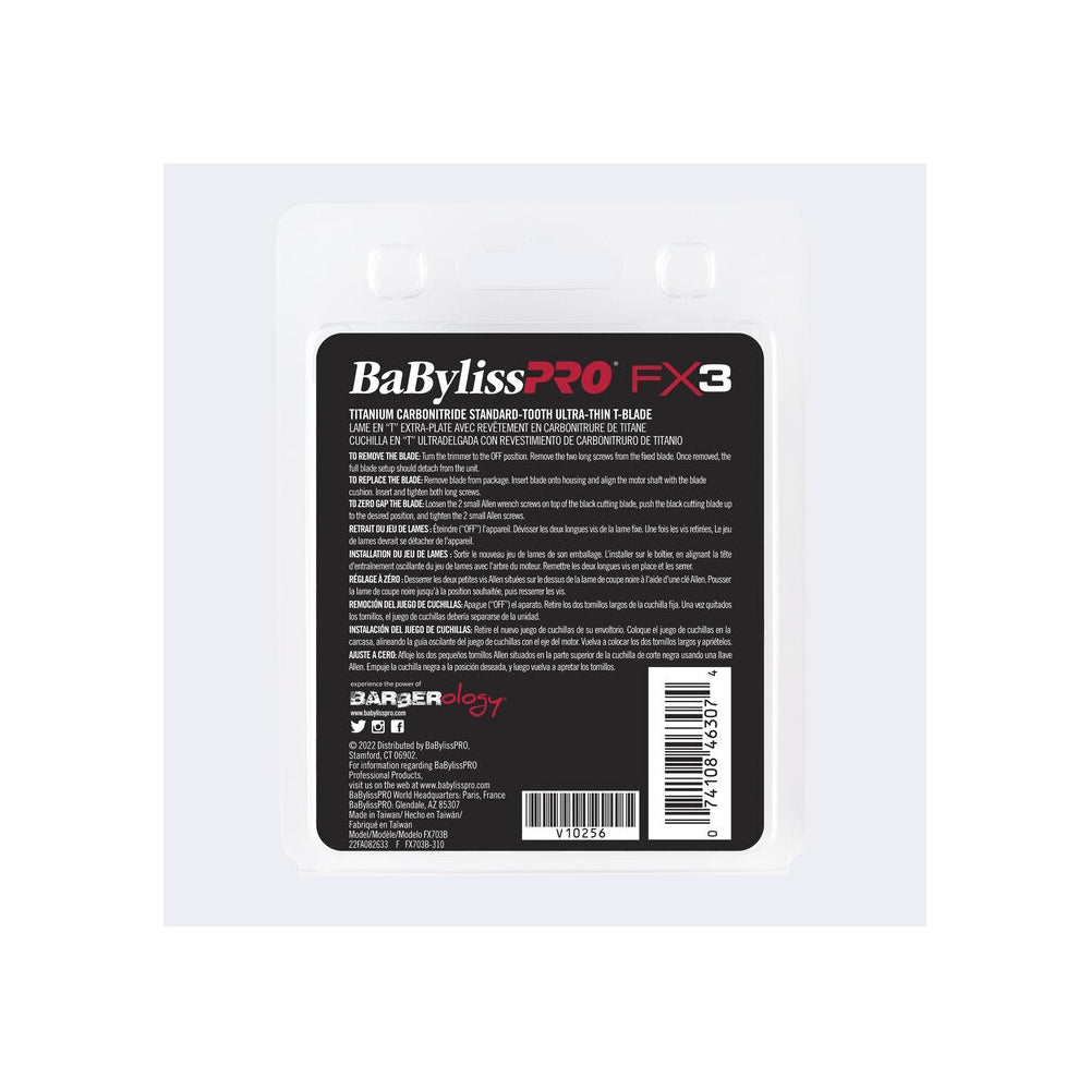 BaByliss PRO FX3 Titanium Carbon-Nitride Standard-Tooth Ultra-Thin Replacement T-Blade