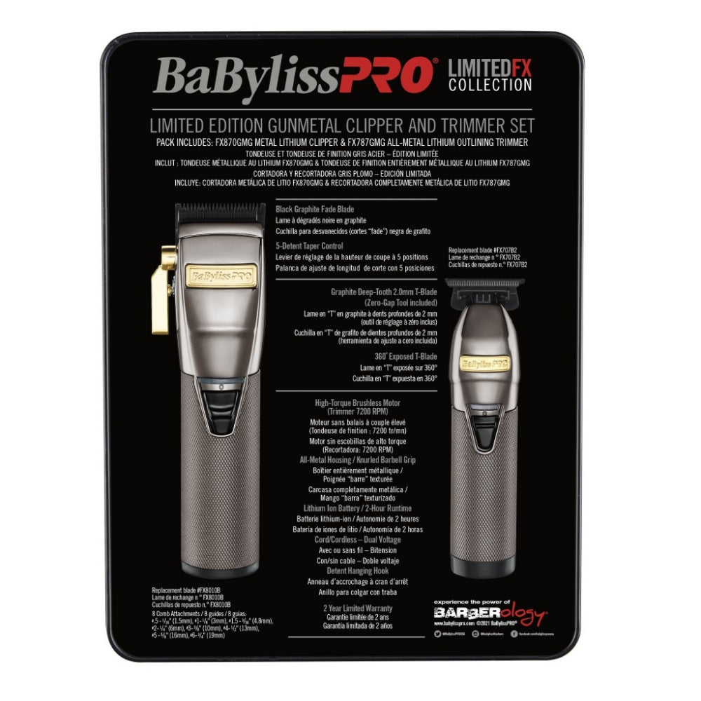 BaByliss PRO Gunmetal & Gold FX Collection Outlining Metal Trimmer & Clipper - Limited Edition Set