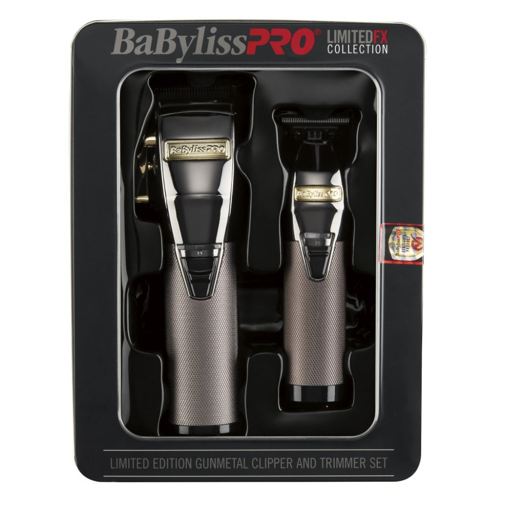 BaByliss PRO Gunmetal & Gold FX Collection Outlining Metal Trimmer & Clipper - Limited Edition Set