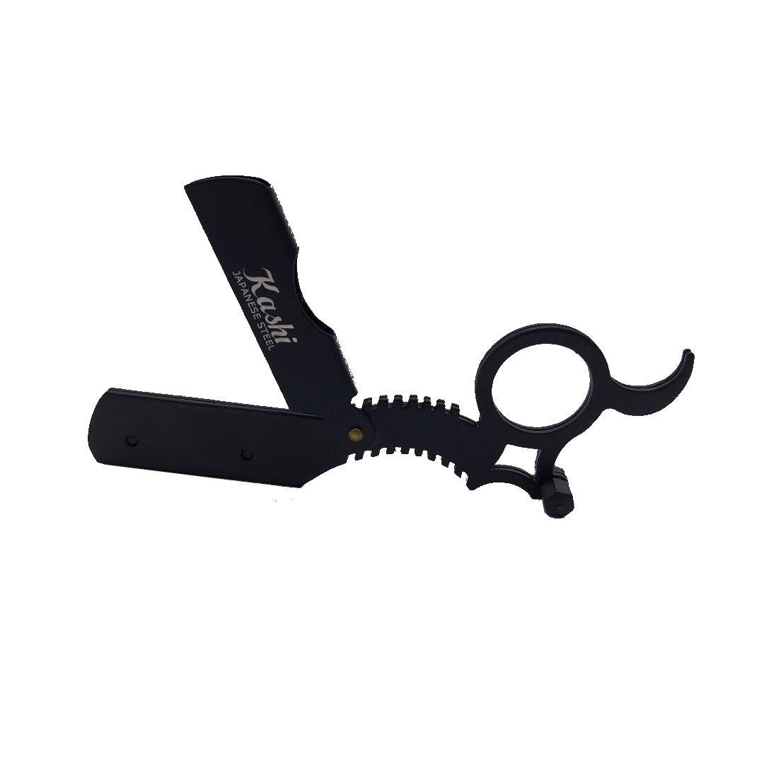 Kashi RB-210E Barber Straight Edge Shaving Razor Finger Ring Black Color