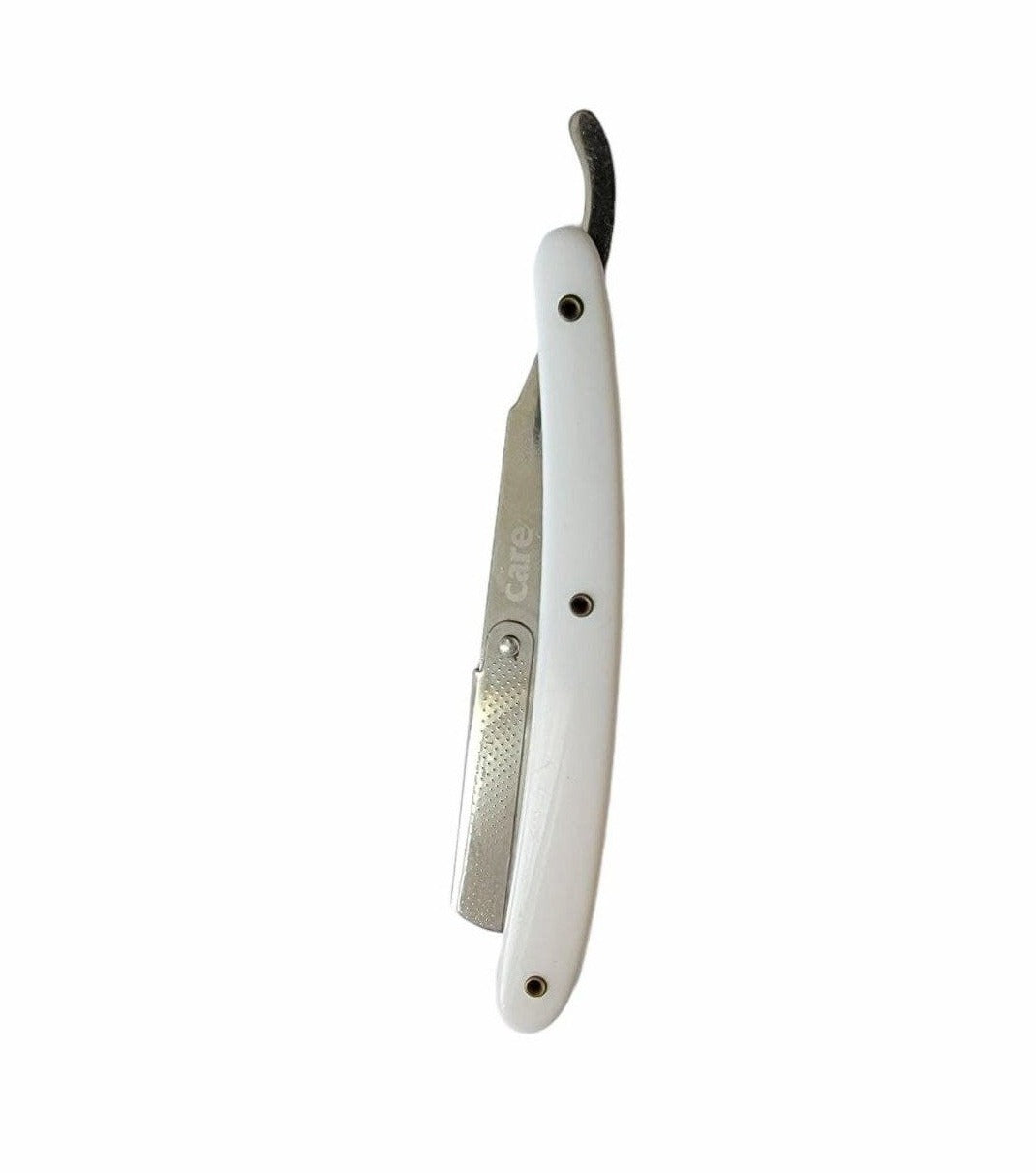 Care Professional Barber Straight Edge Shaving Razor White and Silver Color