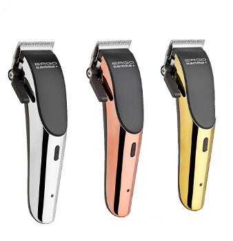 Gamma+ Ergo Magnetic Motor Cordless Clipper Chrome, Gold, and Rose Gold Color.