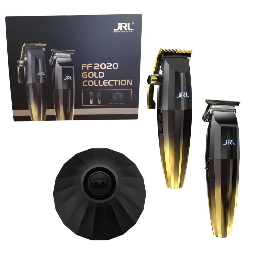 JRL Professional Fresh Fade 2020 Gold Clipper & Trimmer Set with Charging Base Limited Edition