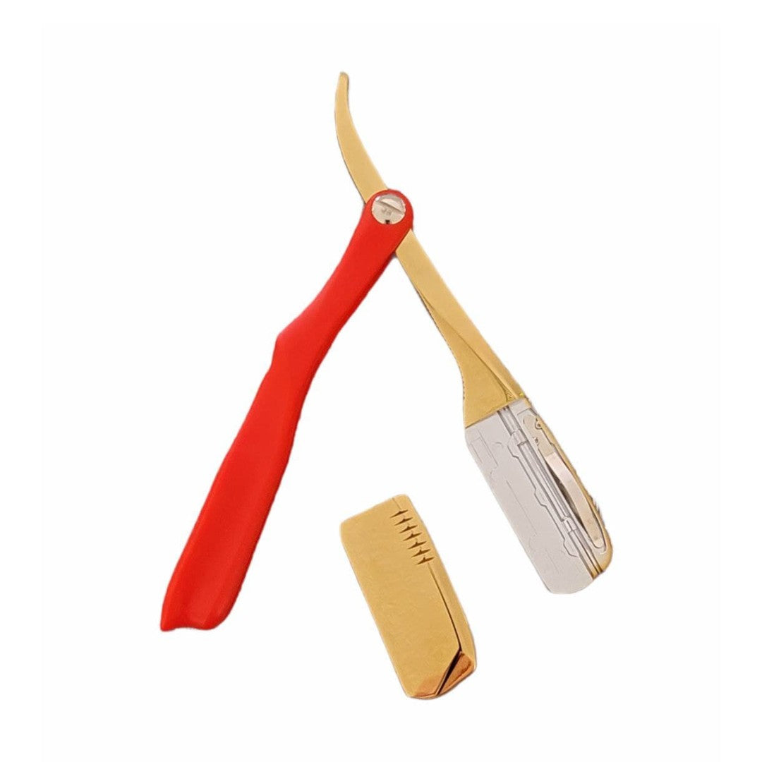 Kashi RR-250G Professional Straight Razor for Barber Red and Gold color