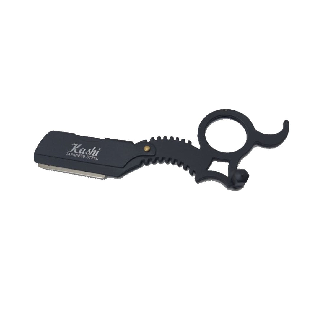 Kashi RB-210E Barber Straight Edge Shaving Razor Finger Ring Black Color