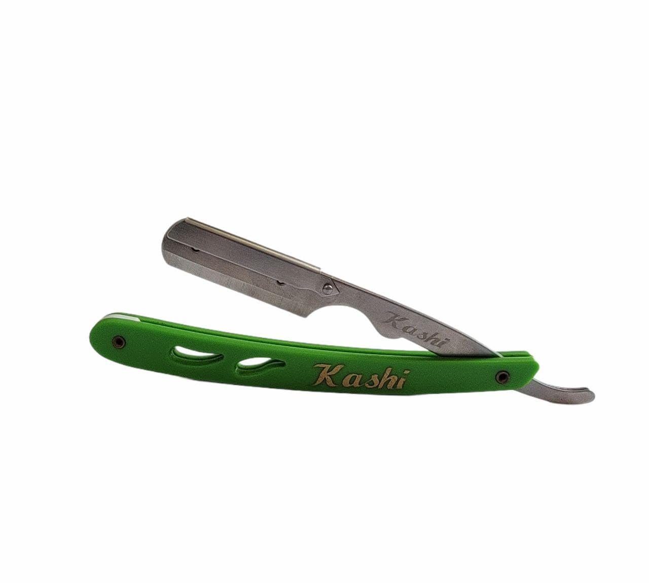 Kashi RGN-105 Barber Straight Edge Shaving Razor Green and Silver Color