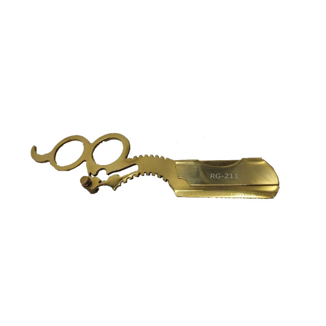 Kashi RG-211 Barber Straight Edge Shaving Razor Double Finger Ring Gold Color