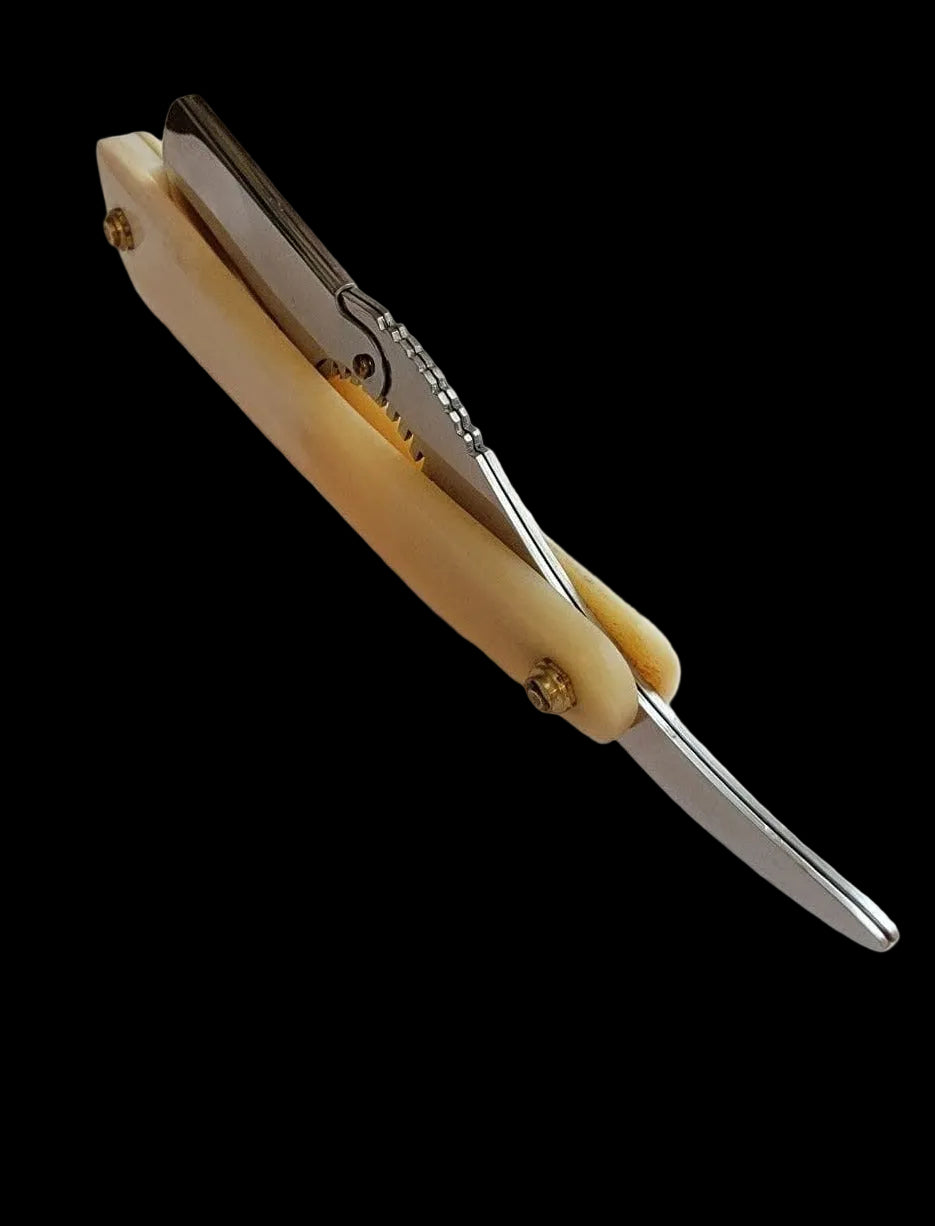 Kashi Professional Barber Razor Shaving White Bone Handle and Silver Color