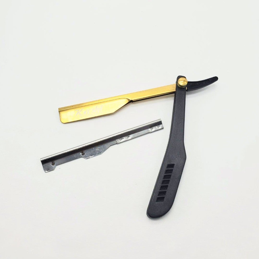 Kashi RB-114G Straight Edge Barber Razor black and Gold Color