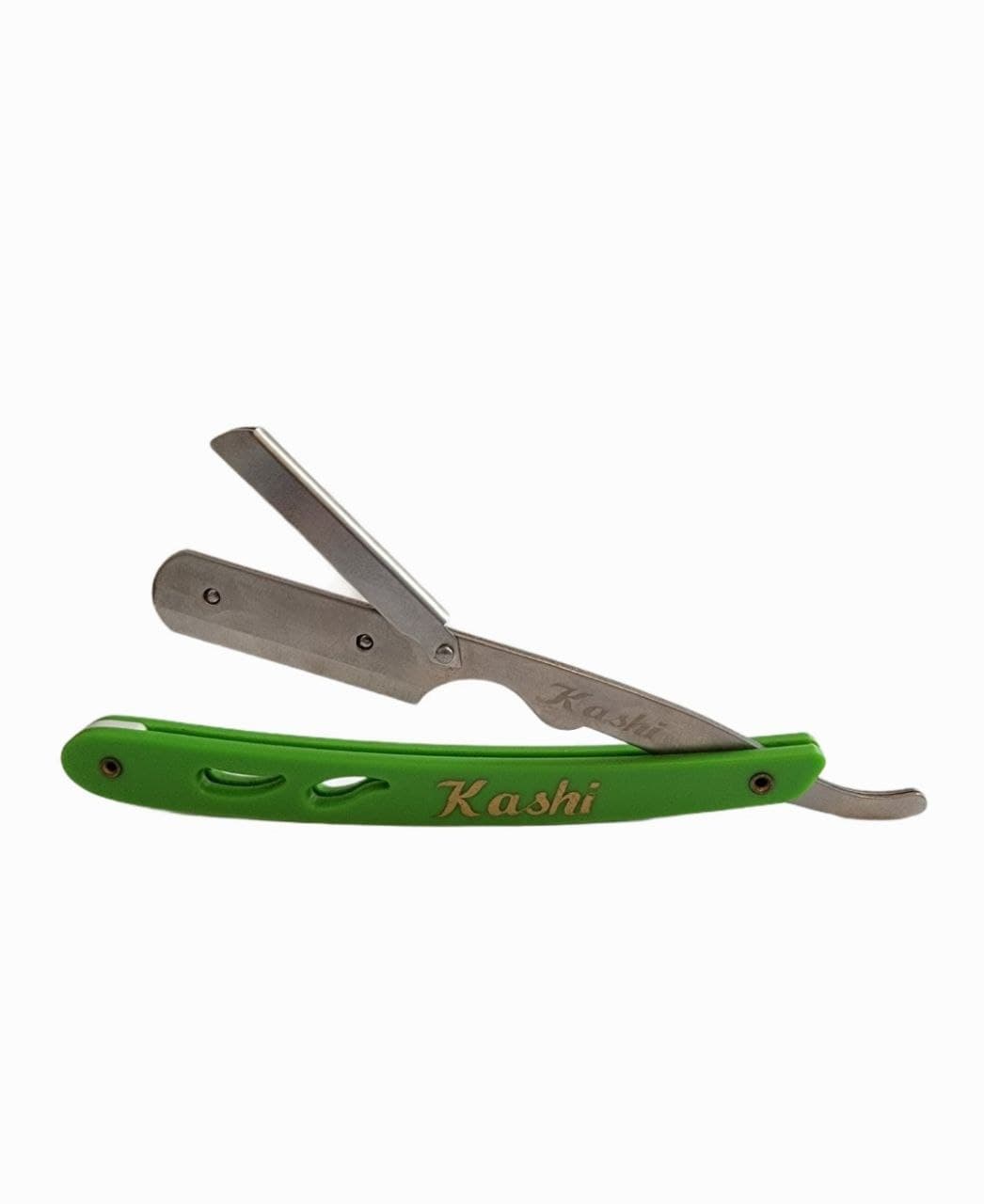 Kashi RGN-105 Barber Straight Edge Shaving Razor Green and Silver Color