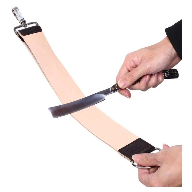 Leather Strop for Straight Razor Honing, Shaving Strap Beige and Black color : tkleastrap tkleastrap