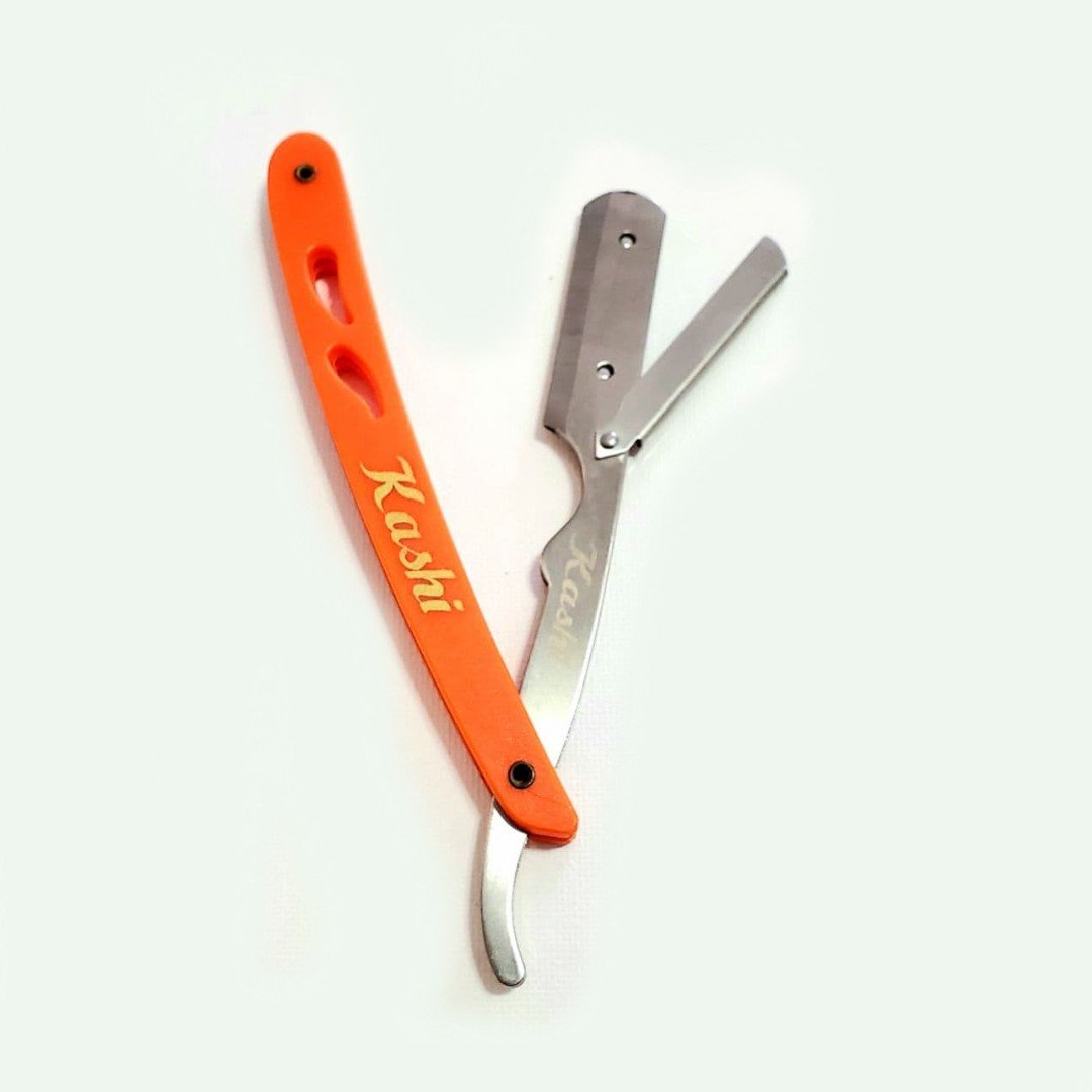 Kashi RO-105 Barber Straight Edge Shaving Razor Orange and Silver Color