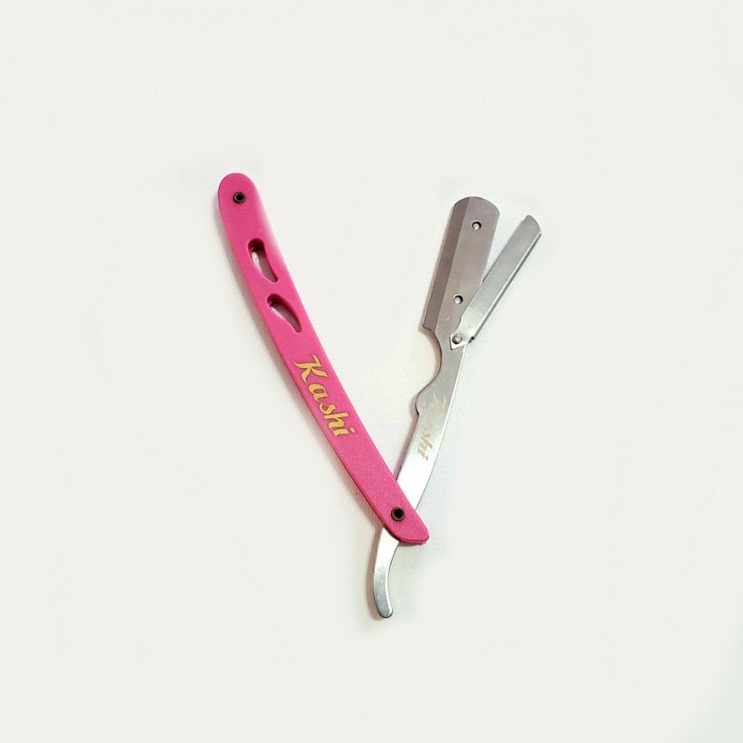Kashi RP-105 Barber Straight Edge Shaving Razor Pink and Silver Color