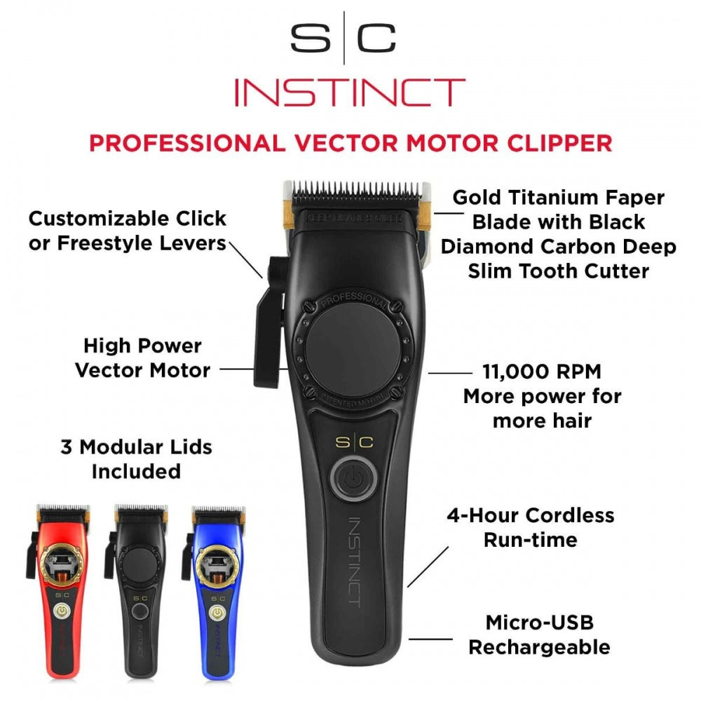 This clipper comes with 3 modular body kits and transparent motor options, along with various click or floating taper levers. The fixed Gold Titanium Faper blade is hypoallergenic for sensitive skin, while the Black Diamond Carbon DLC deep slim blade delivers a precise cut and finish.
