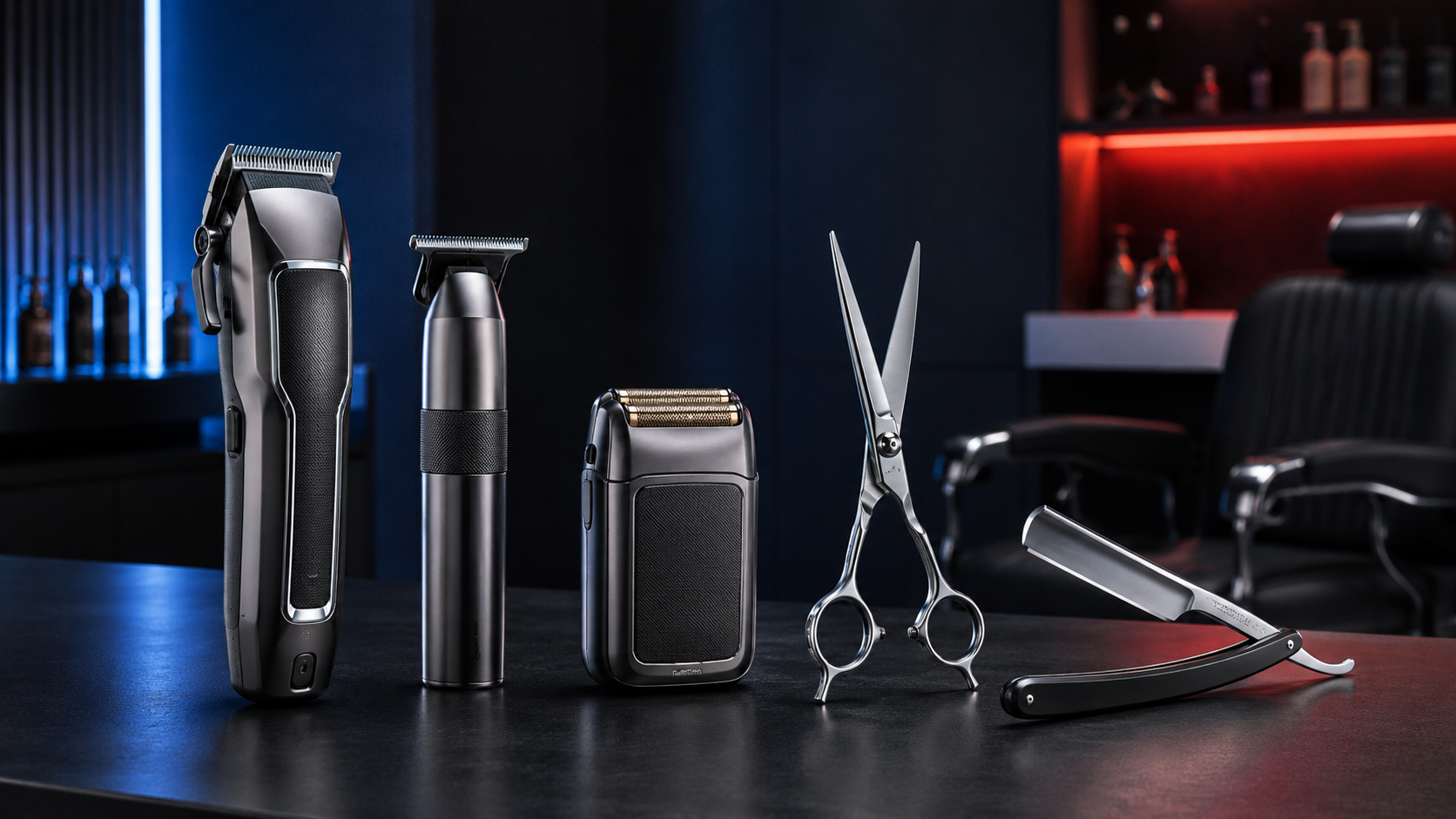 Recommended professional barber tools including clipper trimmer shaver shears and razor