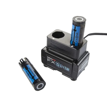 FXONE electronic device with batteries on a white background
