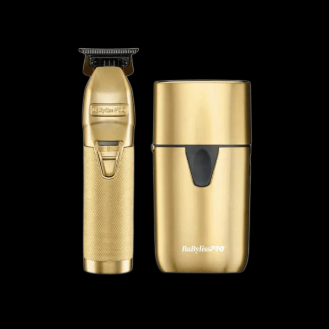 BaByliss PRO Limited Edition Gold FX Trimmer &amp; UV Single-Foil Shaver Set