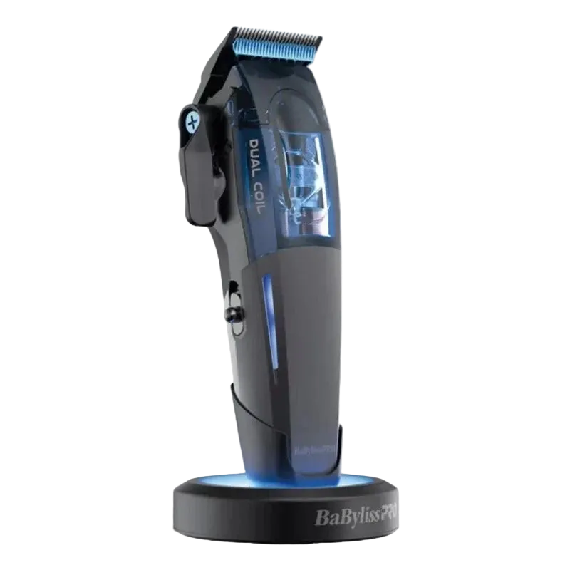 BaBylissPRO FX95C Dual-Coil Motor Clipper front view with Halo Charging Stand