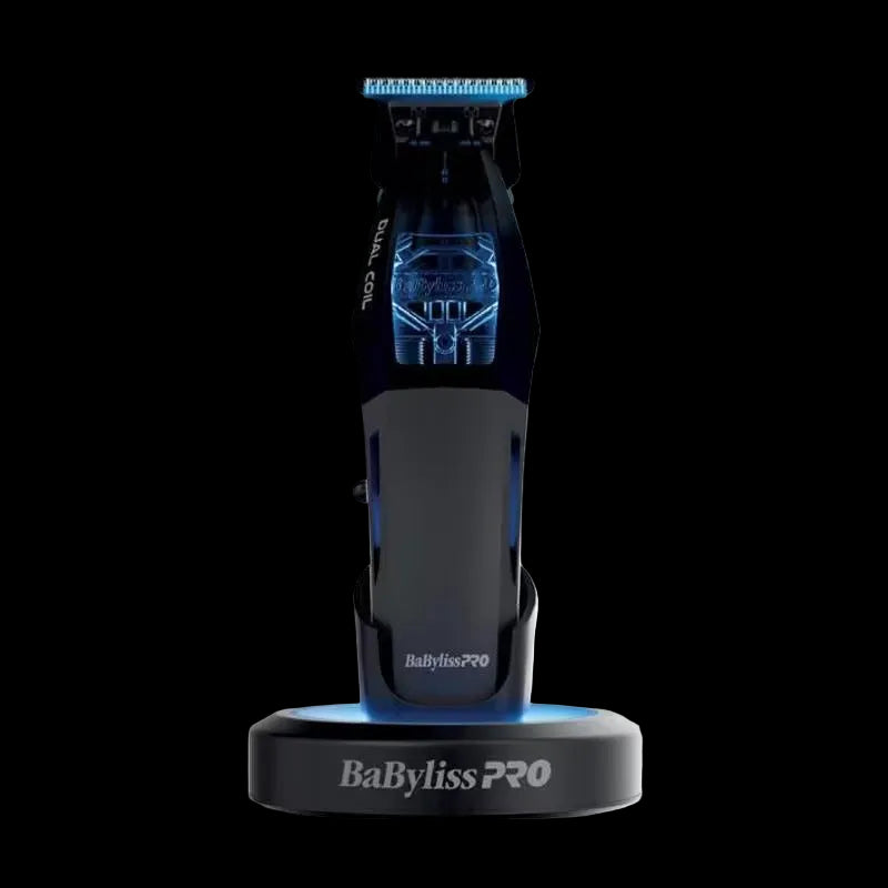 BaBylissPRO FX95T Dual-Coil Motor Trimmer front view black and base